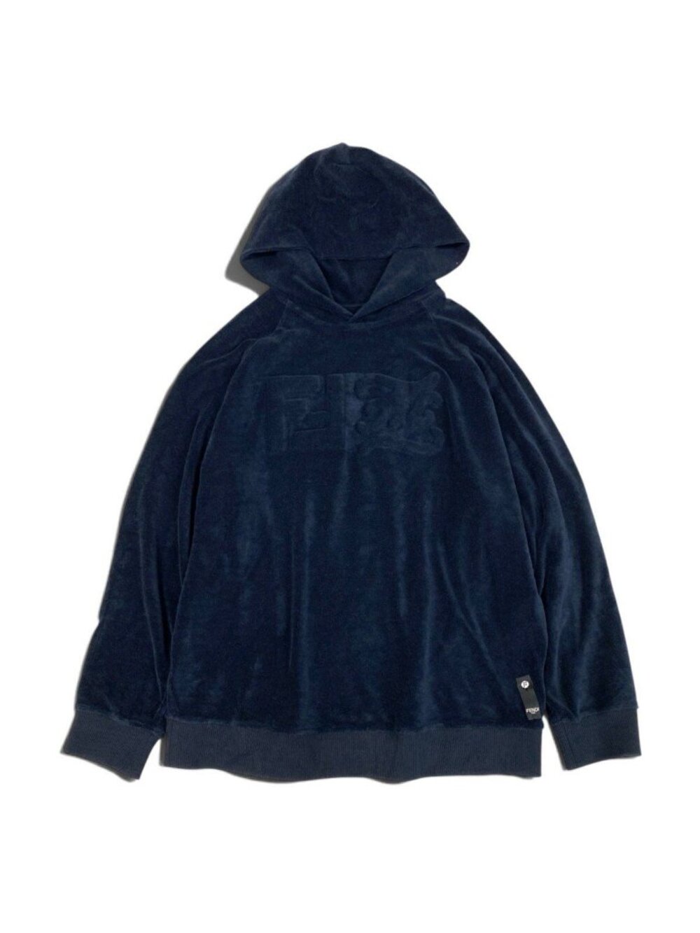 Fendi FF Logo Pile Fabric Hood Hoodie Navy